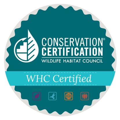 A Conservation Certification Wildlife Habitat Council WHC Certified badge.