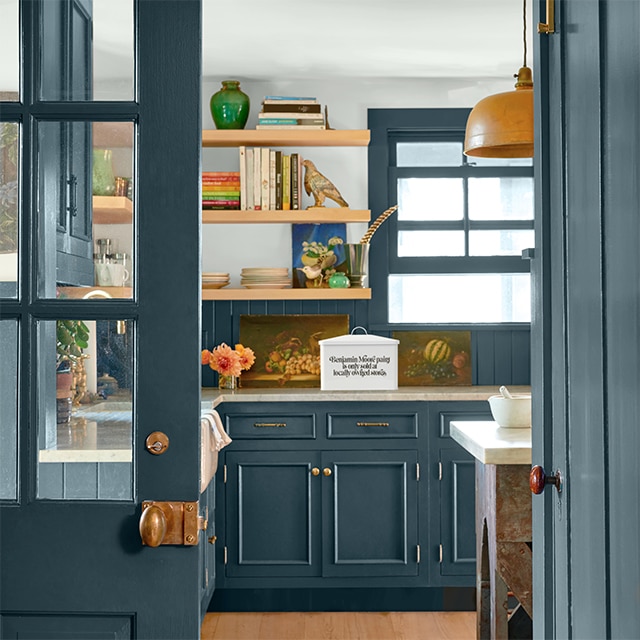 Color Ideas for the Kitchen: Dark Teal Cabinets