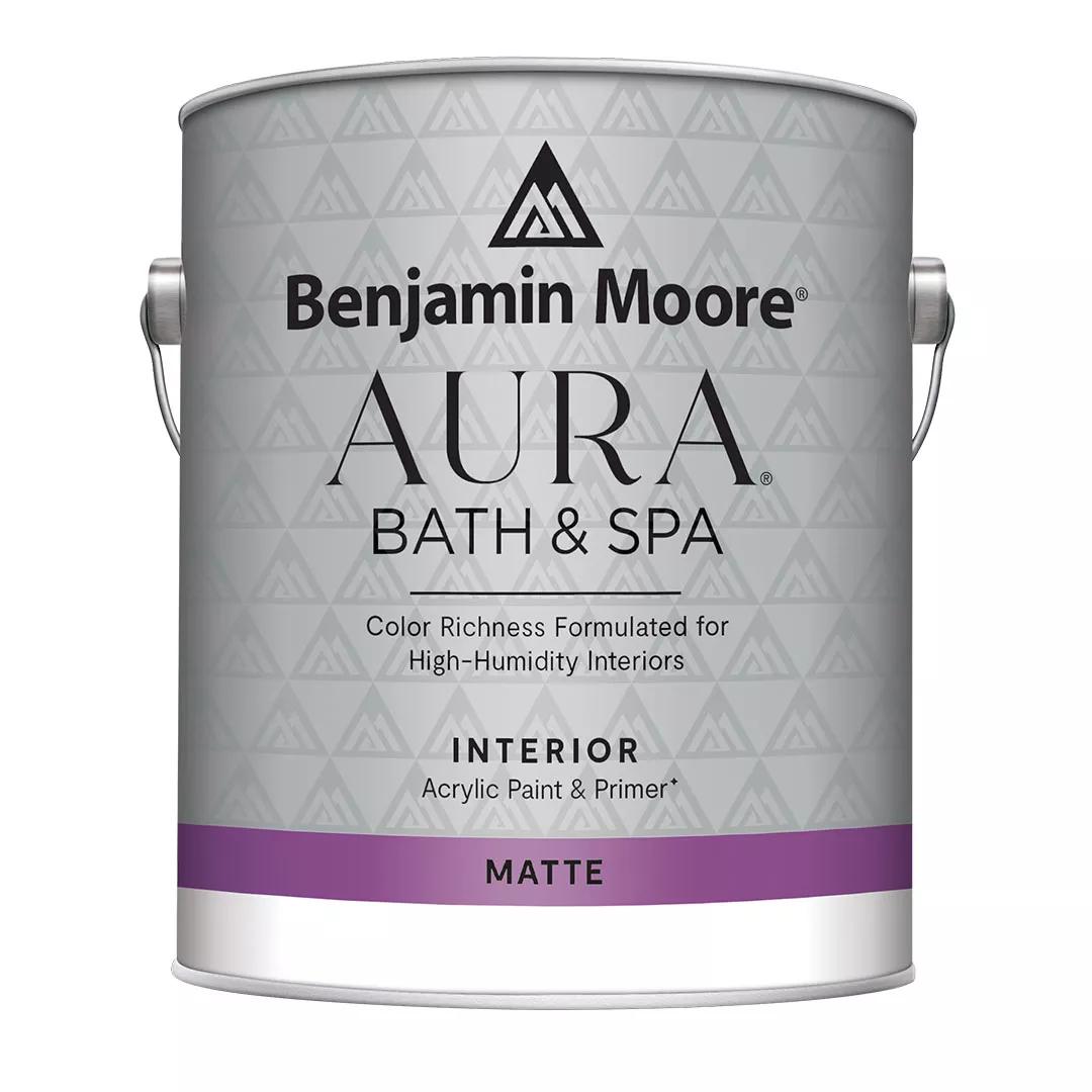 Aura® Pintura para interiores de baños y balnearios, mate, recorte de lata de 1 galón