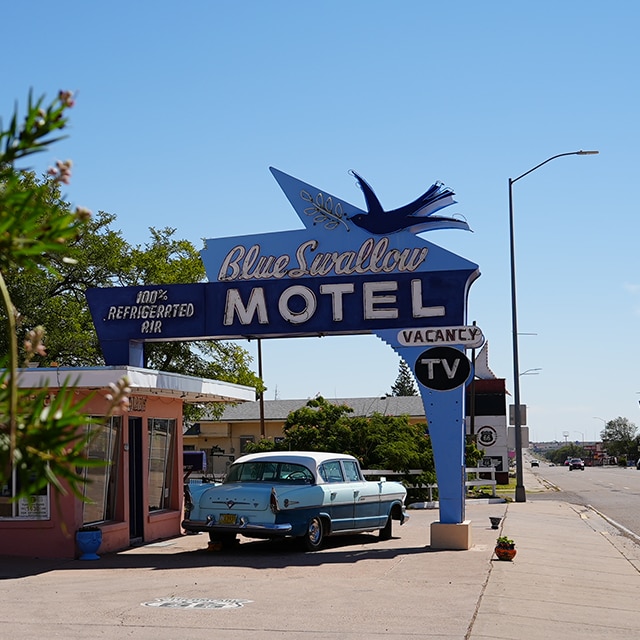 Blue Swallow Motel en la Ruta 66, en Tucumcari, Nuevo México.